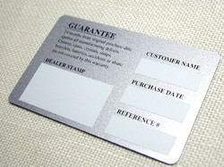 Guarantee/warranty cards